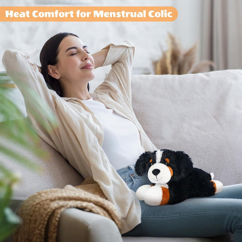 SuzziPals Heatable & Coolable Bernese Mountain Dog Stuffed Animal, Heating Pad Microwavable for Soothing & Relaxation