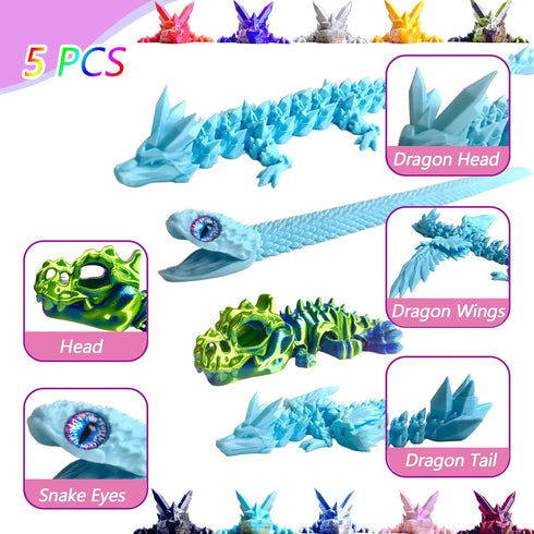 TJYZGXQ 5pcs,12" 3D 5-7 4-6 8-12 Printed Dinosaur Eggs,Dragon Egg,Crystal Dragon Toys,Snake Eggs, T RexAnimals,Fidget