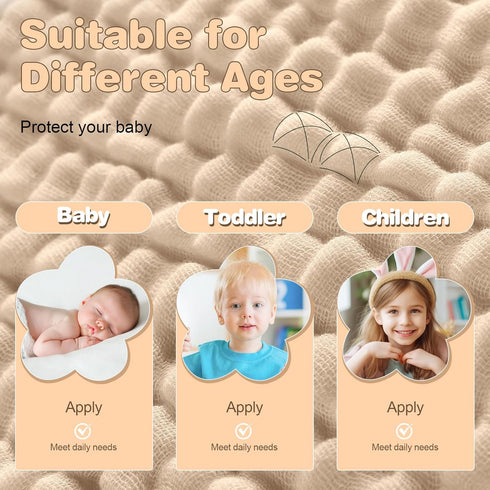 2-Pack, MUKIN Baby Hooded Towels, Muslin Cotton, for Newborn, Infant, Toddler and Kids (Dark Green,Khaki)
