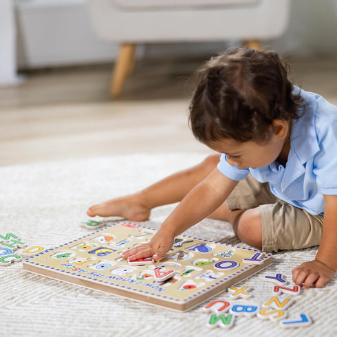 Melissa & Doug Wooden Alphabet Sound Puzzle - 26 pcs Wooden Puzzle with Sound Effects - FSC Certified