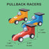 Pullback Racers - Wooden Vibrant Racing Car Trio with Pull-Back for Imaginative Play, Age 3+