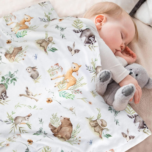 HOMRITAR Baby Blanket for Boys Girls Soft Plush Minky Blanket with Double Layer Dotted Backing for Toddler Nursery with Woodland Animals Printed 30 x 40 Inch(75x100 cm) by HOMRITAR