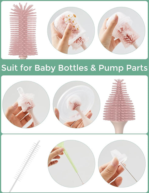 Momcozy Bottle Brush Kit with Push-Press Foam Design - Newborn Essentials Gift, Portable Cleaning Tool for Home