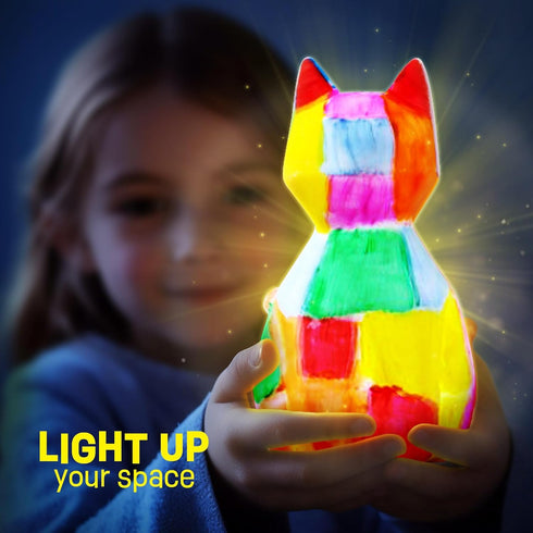 Paint Your Own Cat Lamp Kit, Art Supplies for Kids 6-12, Painting Kit for Arts & Crafts Birthday Gift for Ages 6-12