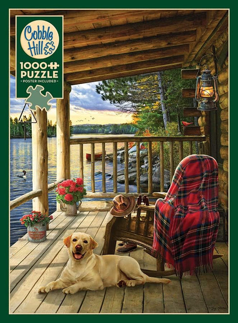 Cobble Hill 1000 Piece Puzzle - Cabin Porch - Includes Sample Poster