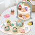 Set 28 Set Playset 2 3 4 5 6 Atoylink Wooden Tea Party for Little Girls Pcs Toddler Tea with Cupcake Stand & Food