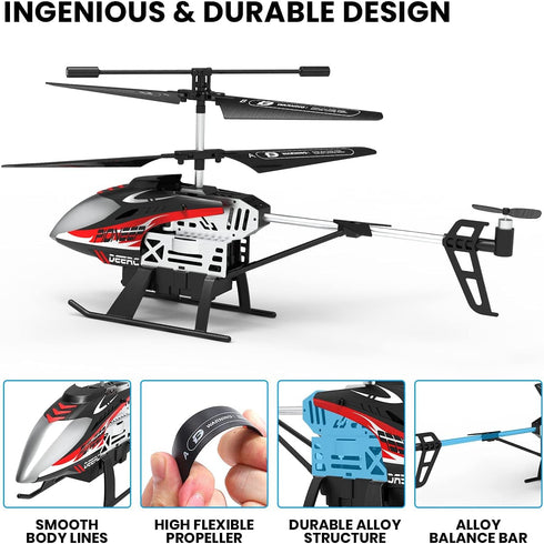 DE52 Shell,2.4GHz Mode,2 24 DEERC Remote Control Helicopter,Altitude Hold RC Helicopters with Storage Case Extra