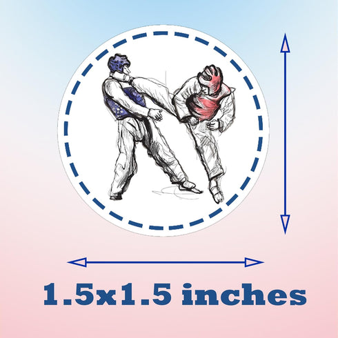 500 PCS Taekwondo Karate Stickers, Kung Fu Theme Party Supplies, Birthday Baby Shower Party Favors, DIY Sticker Labels