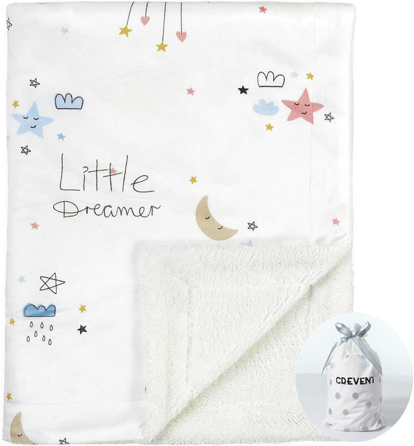 CREVENT Cozy Soft and Warm Mink Baby Blanket with Sherpa Backing, Gift