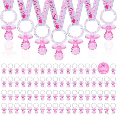 72 Cute Pacifier Necklaces for Baby Shower Girls & Boys Party Favors,