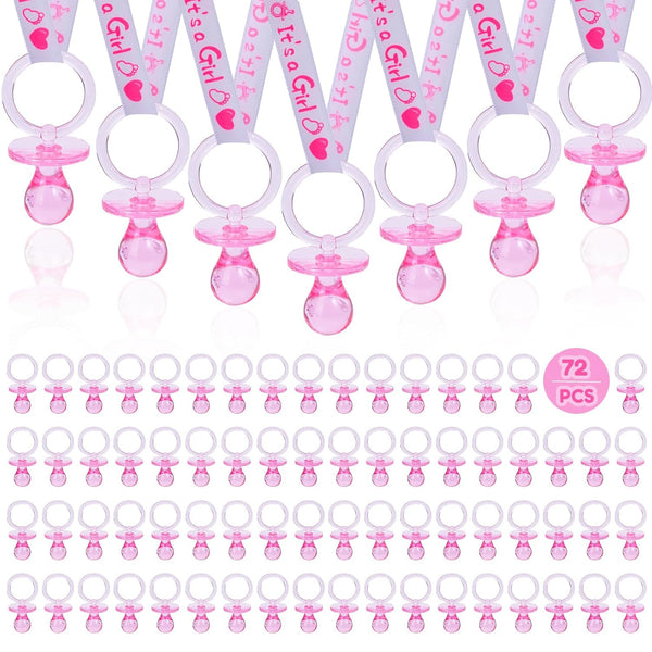 72 Cute Pacifier Necklaces for Baby Shower Girls & Boys Party Favors,