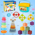 61218 1+ Montessori Toys for Babies Ages Months with Sensory Shape Sorter Matching Game Box Stacking Cups Soft Ring