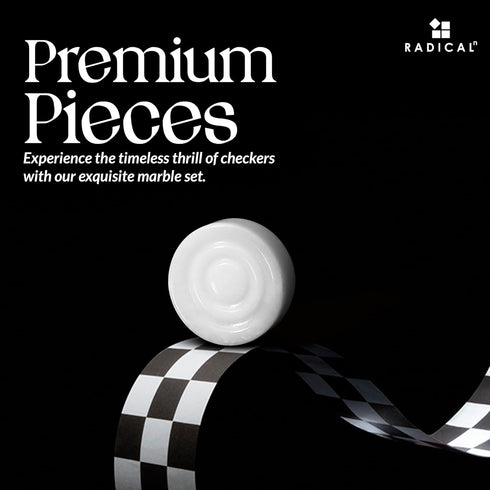 Radicaln Marble Black & White Big Board Games, Complete Checker Figures for 15 Inches Checkers Board