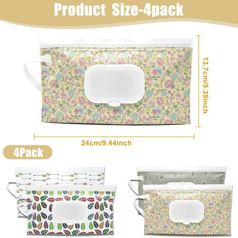 4 Packs Baby Wipes Dispenser,Portable Refillable Wipe Holder with Hanging Loop, Wet Wipes Container,Reusable Travel