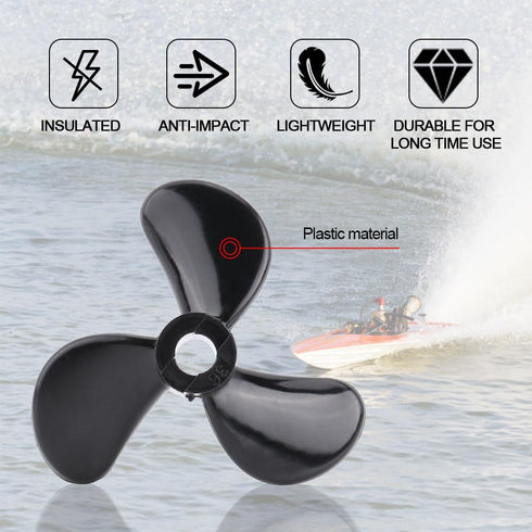 3 4mm RC Boat Propellers, Durable Plastic Blades CW CCW Design, Outboard Propellers, Shaft for RC Hobbyists, Boat