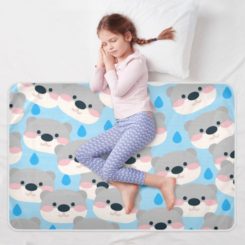 siphylline 52" 34" Cartoon Cute Beer Grey Extra Large Resuable Bed Underpads Water Resistant Diaper Changing Pad