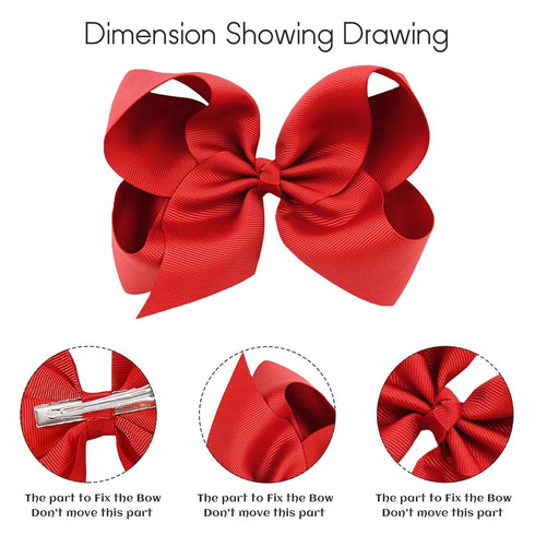 30PCS Big 6 Inch Grosgrain Ribbon Hair Bows for Girls, Toddler Hair Accessories with Alligator Clips