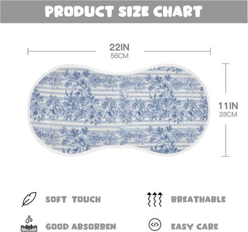WELLDAY Set 1, 22 11 Inch Muslin Baby Burp Cloths of Soft Absorbent Blue Toile Watercolor Cotton Burping Cloth, Milk
