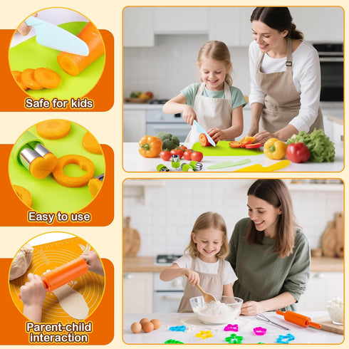 52 Sets, Set Set EFO SHM PCS Kids Cooking Montessori Pretend Play Kitchen Toys for Real Cooking Baking, Toddler Knife
