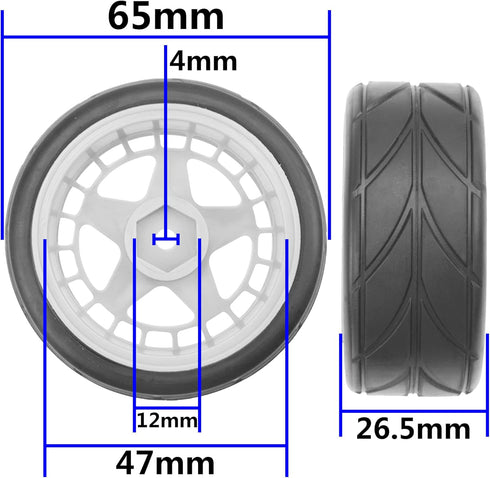 ShareGoo RC OD 2.55" Nylon 12mm Hex Wheels & Rubber Tires Set for Traxxas Tamiya Sakura HSP