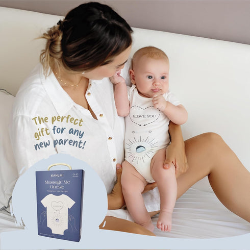 KAHLMI Massage Me! Onesie for Baby Massage, Constipation, Gas Relief, Colic Calm & Baby Sleep Aid, Onesie for Newborn