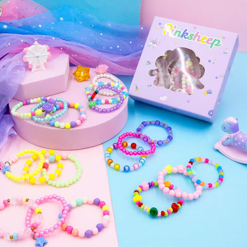 PinkSheep Toddler Bracelets for Girls - 36 Pcs Bulk Cute Jewelry for Ages 2-7, Princess Bracelets for Teen Girls