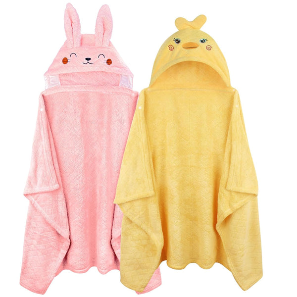 FUBANRAY Toddler Bath Towel Hooded Kids Bath Towels for Toddlers 0-5 Years, 2-Pack