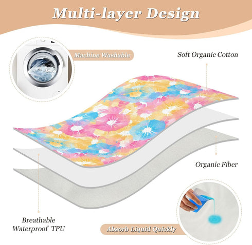 siphylline 52" 34" Simple Tie Dye Colorful Extra Large Resuable Training Pee Pads for Kids Soft Absorbent Diaper