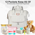 OMBRAT Backpack, Backpack, Diaper Bag with Diaper Changing Table Foldable Diaper Pad, Lightweight Large Capacity