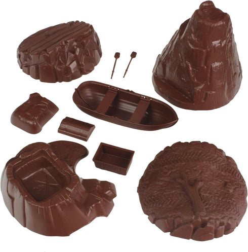 Tim Mee Toy TimMee Playset Battle Terrain Plastic Army Men Accessories - Volcano Island Boat