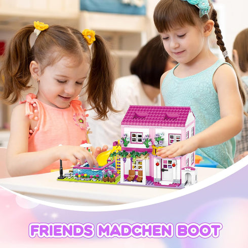 Pink Girls Summer Villa Friends Building Set | 1018 PCS Compatible with Lego Friends | Educational Toy for Kids Age 8-12