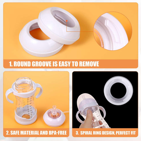 BOXOB 4pcs 4pcs Baby Bottle Caps Replacements with Baby Bottle Nipple Rings for Avent Natural Bottles, No BPA Baby