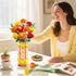Set 3.6MM CUBIMANA Flower Bouquet Building with Vase & LED Light, Yellow, Orange and Red Roses Mini Building Blocks
