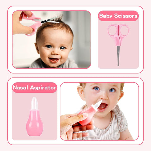 Set Boys(13 Baby Grooming Kit, Infant Safety Care with Hair Brush Comb Nail Clipper Nasal Aspirator,Baby Essentials Kit