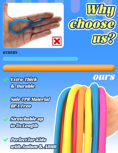 Diltik 10 Pack Sensory Toys for Kids Upgraded Extra-Thick Stretchy Sensory Strings for Autism, ADHD, Anxiety Gift Box