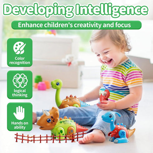 Set 3-5, Set, Assembly Dinosaur Toy for Kids Ages Magnetic Dino Toys with Lights & Sounds, Take Apart Dinosaur Building
