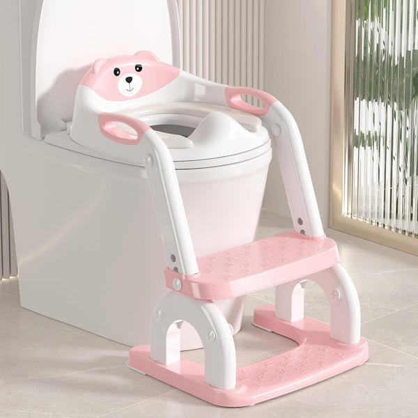 WAAYAA 2 in 1 Potty Training Seat with Ladder for Toddler, Upgraded Adjustable