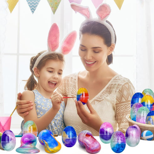 12 Pack Prefilled Easter Galaxy Slime Eggs,Galaxy Slime Easter Egg Fillers Stress Relief Easter Egg Hunt Filling Treats