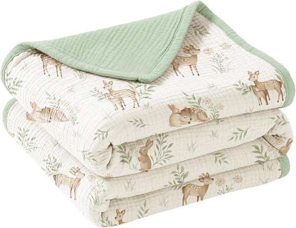 Konssy Muslin Baby Blankets for Girls Boys 47"x47", 100% Cotton Crib Blanket