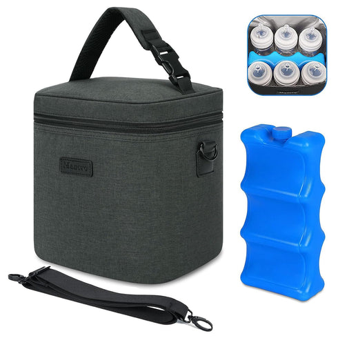 Mancro Breastmilk Cooler Bag with Ice Pack, Insulated Bottle Bag for 6