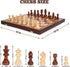 Set 15-Inch Set 2 Wooden Magnetic Chess Foldable Wooden Chess Board with Magnetic Pieces, Portable Travel Chess