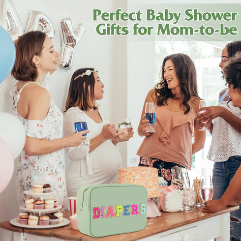 Small Diaper Bag, Chenille Letter Diaper Caddy Organizer Pouch Newborn Baby Essentials Must Haves for Nursery Changing
