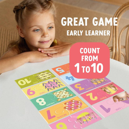 20Piece 25, Alphabet & Safari Animal Number Puzzle MontessoriInspired Math Game for Kids Early Number Recognition