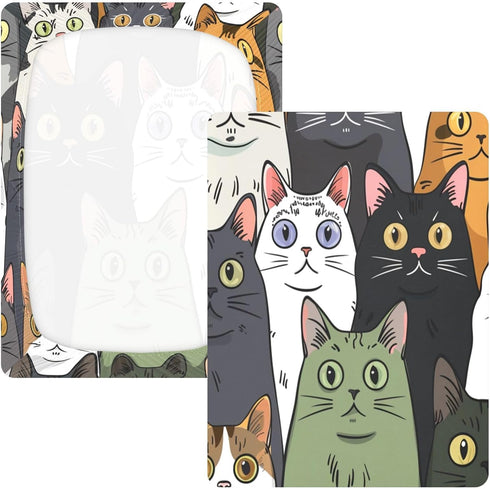 Bseiialft 52 28 Colorful Cats Crib Sheets for Boys Girls Soft and Breathable Cotton Baby Sheets for Standard Crib