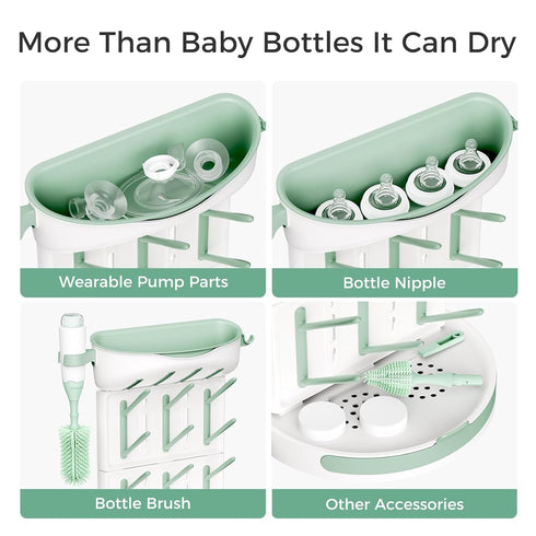 Momcozy 18 Countertop Baby Bottle Drying Rack for Bottles, Space Saving Vertical Rack for Baby Accessories & Pump