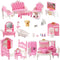 Xadothat Dollhouse Furniture Set, Complete Room Collection with Kitchen, Dining, Living Room, Bedroom