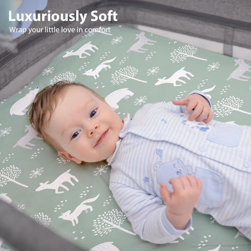 33x20 Baby Bedside Bassinet Sheets Fitted, Compatible with Baby Delight Dream On Me & Most Rectangle Bedside Sleeper