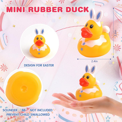 72 Pcs Easter Rubber Ducks - Easter Ducks Bag Fillers Ducking, Bathtub Toys, Party Favors, Classroom Game Prizes