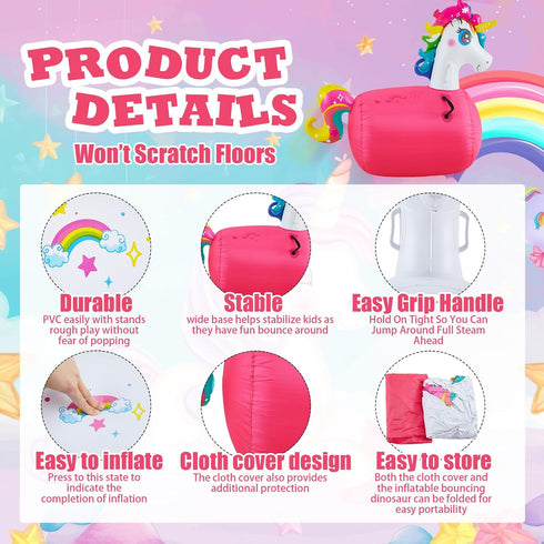 Hiboom 2 Set Bouncy Animals Hopper, Inflatable Bouncing Horse Toys for Boys and Girls, Supports Up to 250 Pounds,
