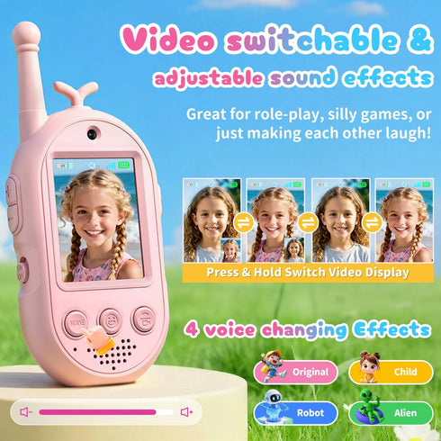 YUSSBCU 2 Pack 3-12 Upgraded Video Walkie Talkies for Kids, Rechargeable Voice/Video Call Kids Walkies Talkies, Toddler